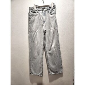 Levi's High Waisted Straight Jeans Women's 28 Light Wash 100% Cotton destressed